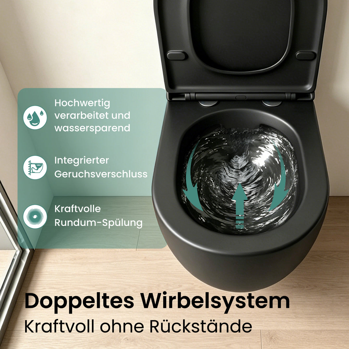 glasvilla Wand WC spülrandlos Schwarz Hänge WC spülrandlos Toilette WC mit Sitz Softclose Aachen179