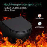 glasvilla Wand WC spülrandlos Schwarz Hänge WC spülrandlos Toilette WC mit Sitz Softclose