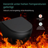 WC suspendu sans bride Glasvilla, noir, avec abattant à fermeture ralentie