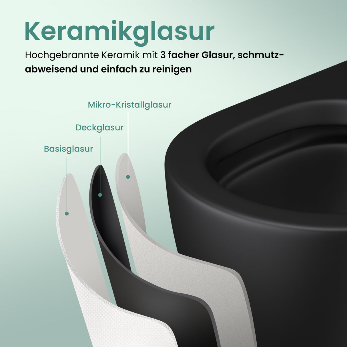 glasvilla Wand WC spülrandlos Schwarz Hänge WC spülrandlos Toilette WC mit Sitz Softclose