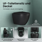 glasvilla Wand WC spülrandlos Schwarz Hänge WC spülrandlos Toilette WC mit Sitz Softclose