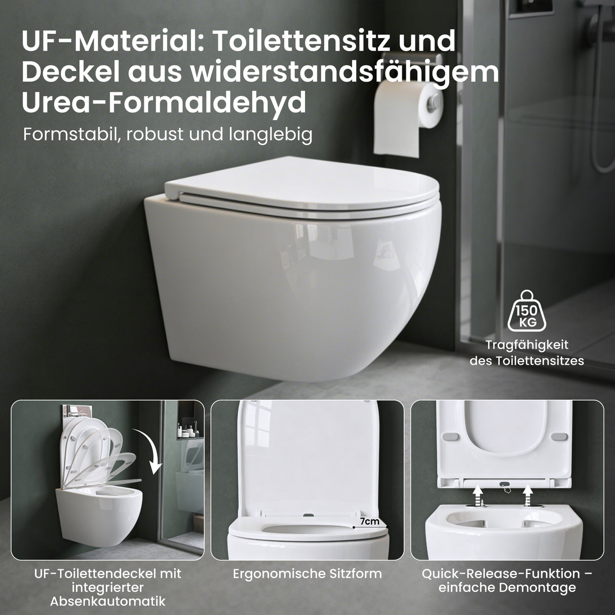 glasvilla Wand WC spülrandlos Schwarz Hänge WC spülrandlos Toilette WC mit Sitz Softclose Aachen179