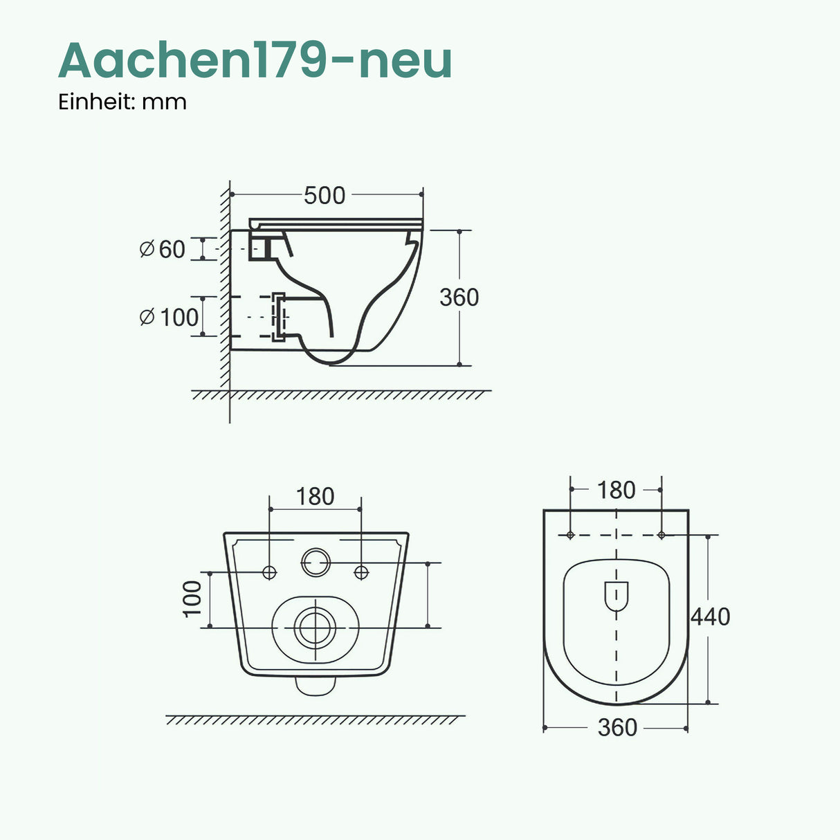 glasvilla Wand WC spülrandlos Schwarz Hänge WC spülrandlos Toilette WC mit Sitz Softclose