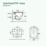 glasvilla Wand WC spülrandlos Schwarz Hänge WC spülrandlos Toilette WC mit Sitz Softclose