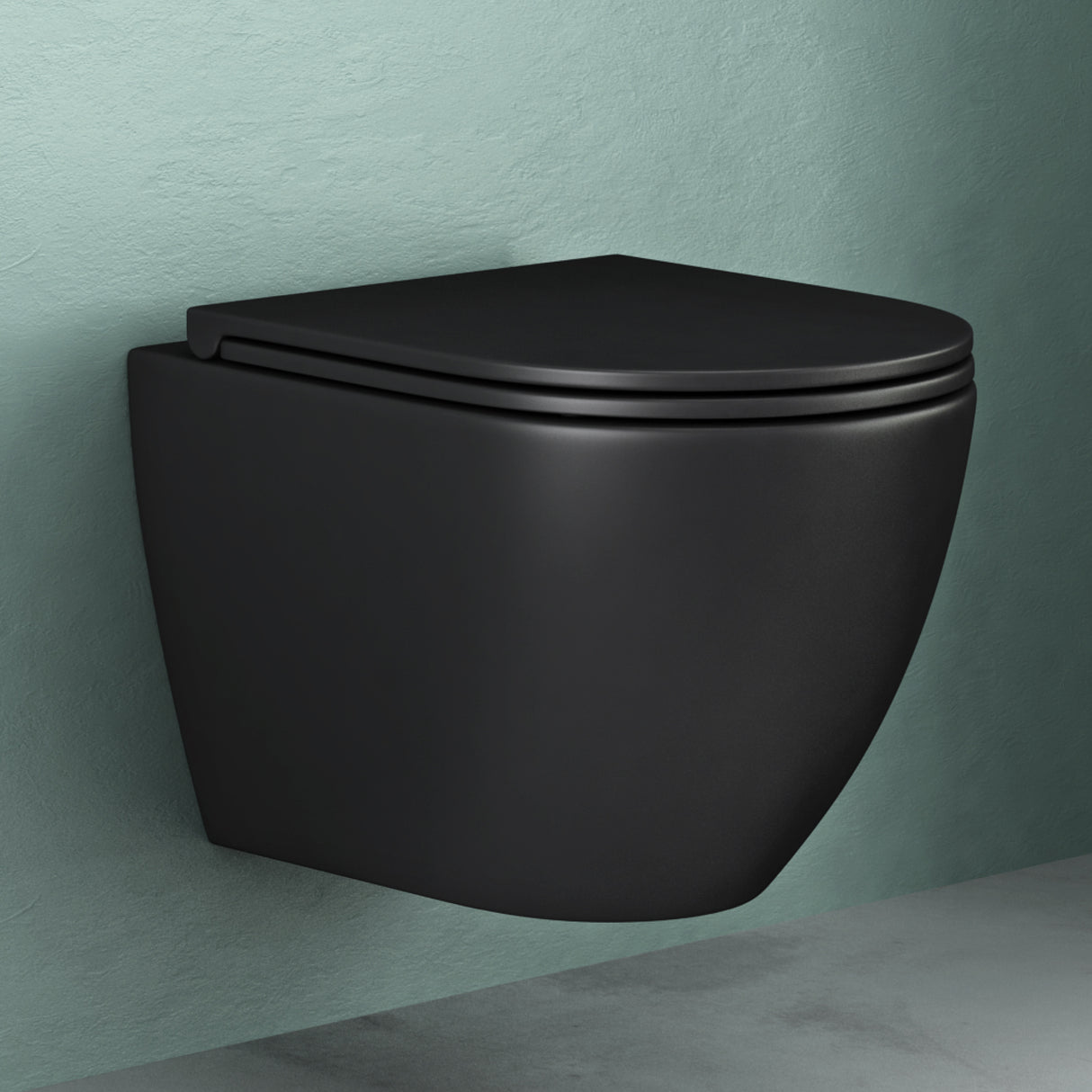 glasvilla Wand WC spülrandlos Schwarz Hänge WC spülrandlos Toilette WC mit Sitz Softclose