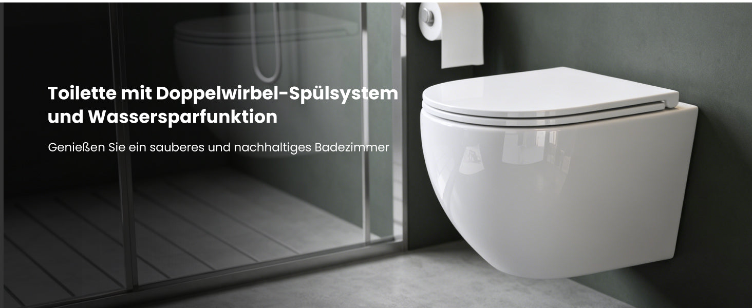glasvilla Wand WC spülrandlos Schwarz Hänge WC spülrandlos Toilette WC mit Sitz Softclose Aachen179