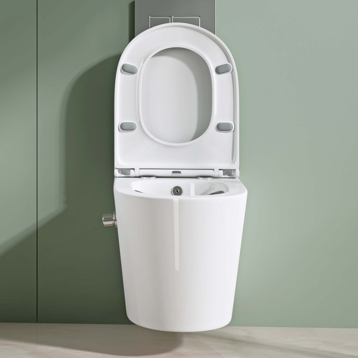 glasvilla Hänge WC Toilette Wand-WC Spülrandlos Weiß aus Keramik Wandmontage mit Absenkautomatik Aachen601