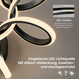 glasvilla Deckenlampe, dimmbar 3000-6400K,mit Fernbedienung | LED Deckenleuchte,112W Schwarz,Moderne,für Schlafzimmer, Wohnzimmer, Kinderzimmer Nuvora06