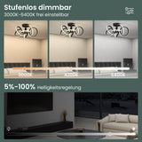 glasvilla LED Deckenleuchte Deckenlampe mit Fernbedienung, Stufenlos dimmbar 3000-6400K, flimmerfreie Zimmerlampe 65W Schwarz für Schlafzimmer, Wohnzimmer, Arbeitszimmer, Flur