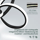 glasvilla LED Deckenleuchte Deckenlampe mit Fernbedienung, Stufenlos dimmbar 3000-6400K, flimmerfreie Zimmerlampe 65W Schwarz für Schlafzimmer, Wohnzimmer, Arbeitszimmer, Flur