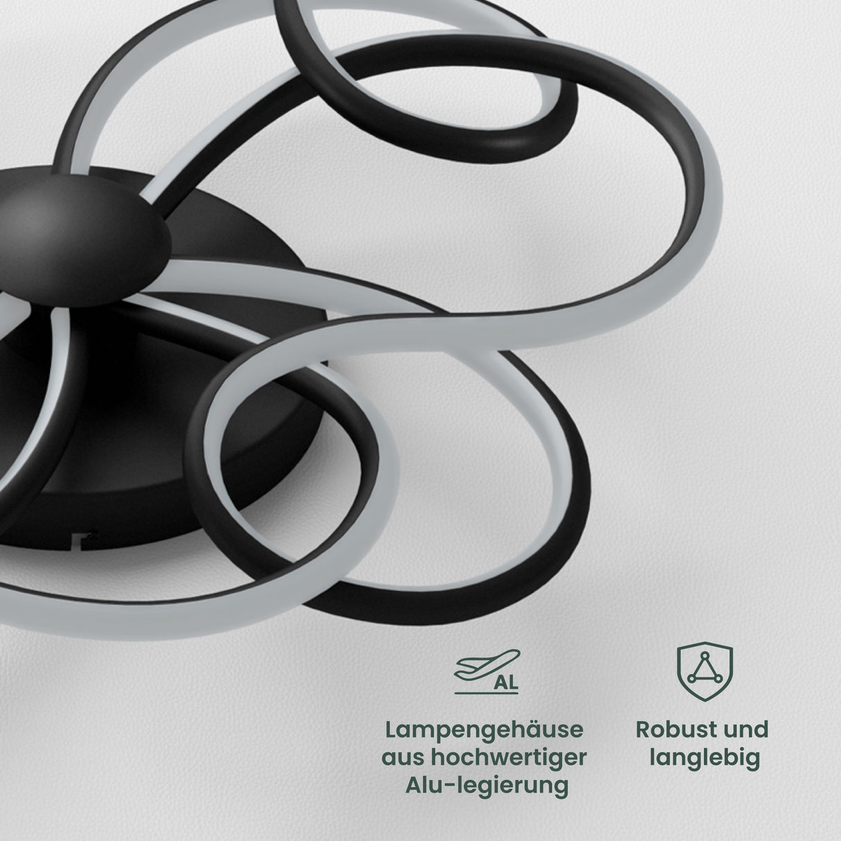 Glasvilla Design – Lámpara de techo LED negra con mando a distancia, regulable 3000–6400K (112W, 64 cm)