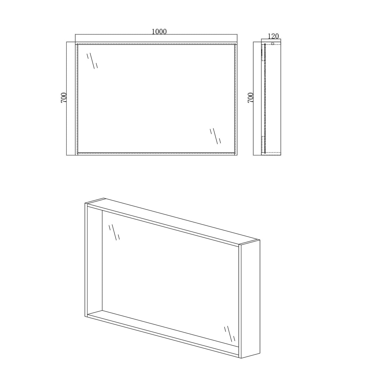 glasvilla Spiegelschrank Bad mit Beleuchtung Badezimmerschrank Hängeschrank Badezimmerspiegel Spiegelschrank-01