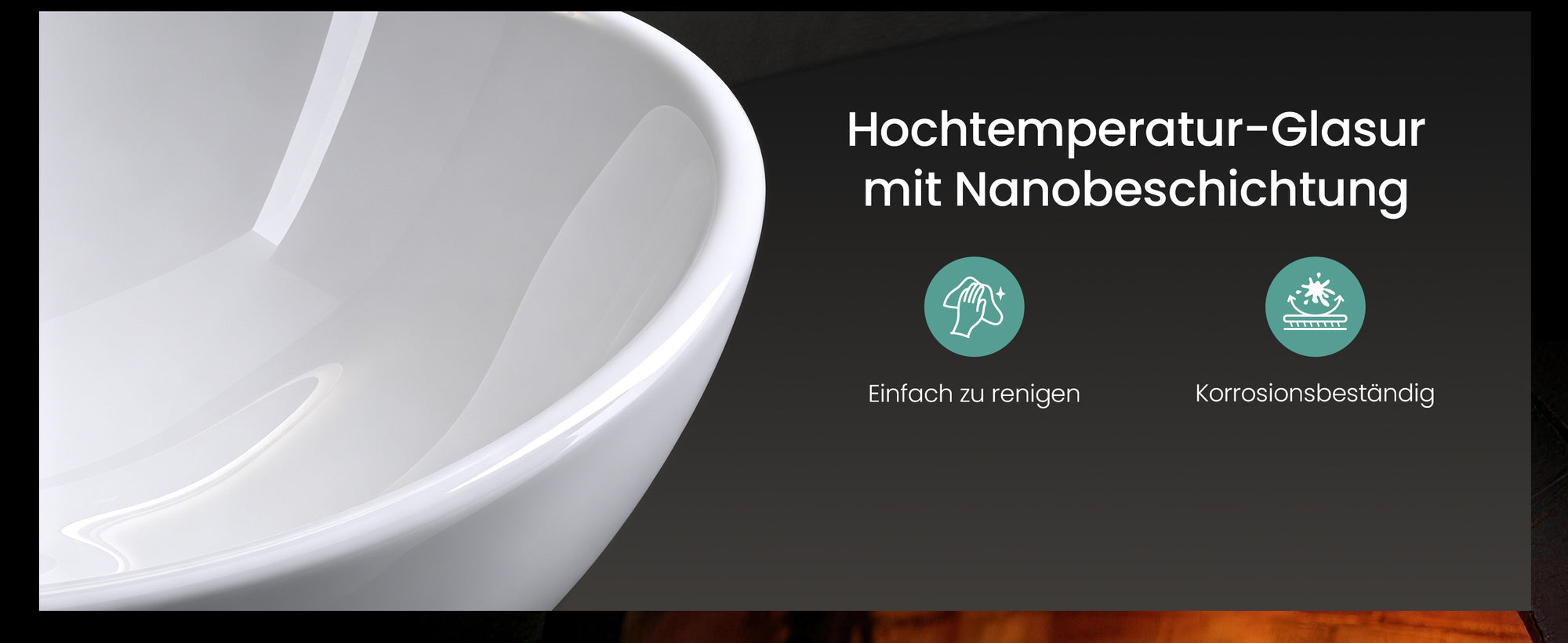 Lavabo de Encimera Glasvilla Brüssel205 Diseño Ovalado con Sellado Nano