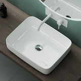 glasvilla Waschbecken Aufsatzwaschbecken Waschtisch aus Keramik in Weiß rechteckig mit Nano-Beschichtung/Lotus-Effekt Brüssel106