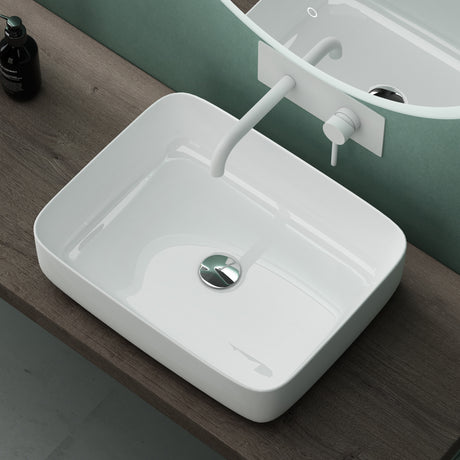 glasvilla Waschbecken Aufsatzwaschbecken Waschtisch aus Keramik in Weiß rechteckig mit Nano-Beschichtung/Lotus-Effekt Brüssel106