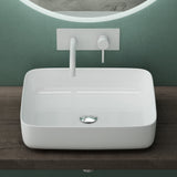 glasvilla Waschbecken Aufsatzwaschbecken Waschtisch aus Keramik in Weiß rechteckig mit Nano-Beschichtung/Lotus-Effekt Brüssel106