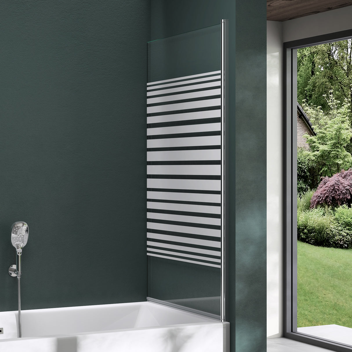 glasvilla Duschwand für Badewanne Badewannenwand Sicherheitsglas mit NANO-Versiegelung Badewannentrennwand Badewannenaufsatz 80x140cm Cortona201