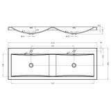 glasvilla Waschbecken Einbauwaschbecken Waschtisch 2 Becken Mineralguss rechteckig 2 Armaturenlöcher Überlauffunktion Col03