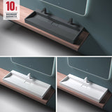 glasvilla Waschbecken Aufsatzwaschbecken Hängewaschbecken Hängewaschtisch inkl. Ablaufgarnitur Mineralguss Rechteckig Waschplatz col19