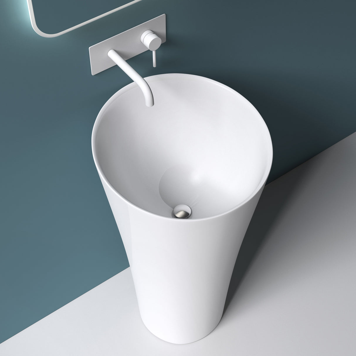 glasvilla Waschbecken Standwaschbecken aus Mineralguss Waschtischsäule Standsäule Colossum33