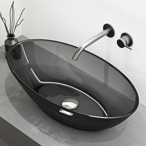 Glasvilla Design Lavabo Sobre Encimera Coloria02 – Resina Oval Translúcida 63 cm