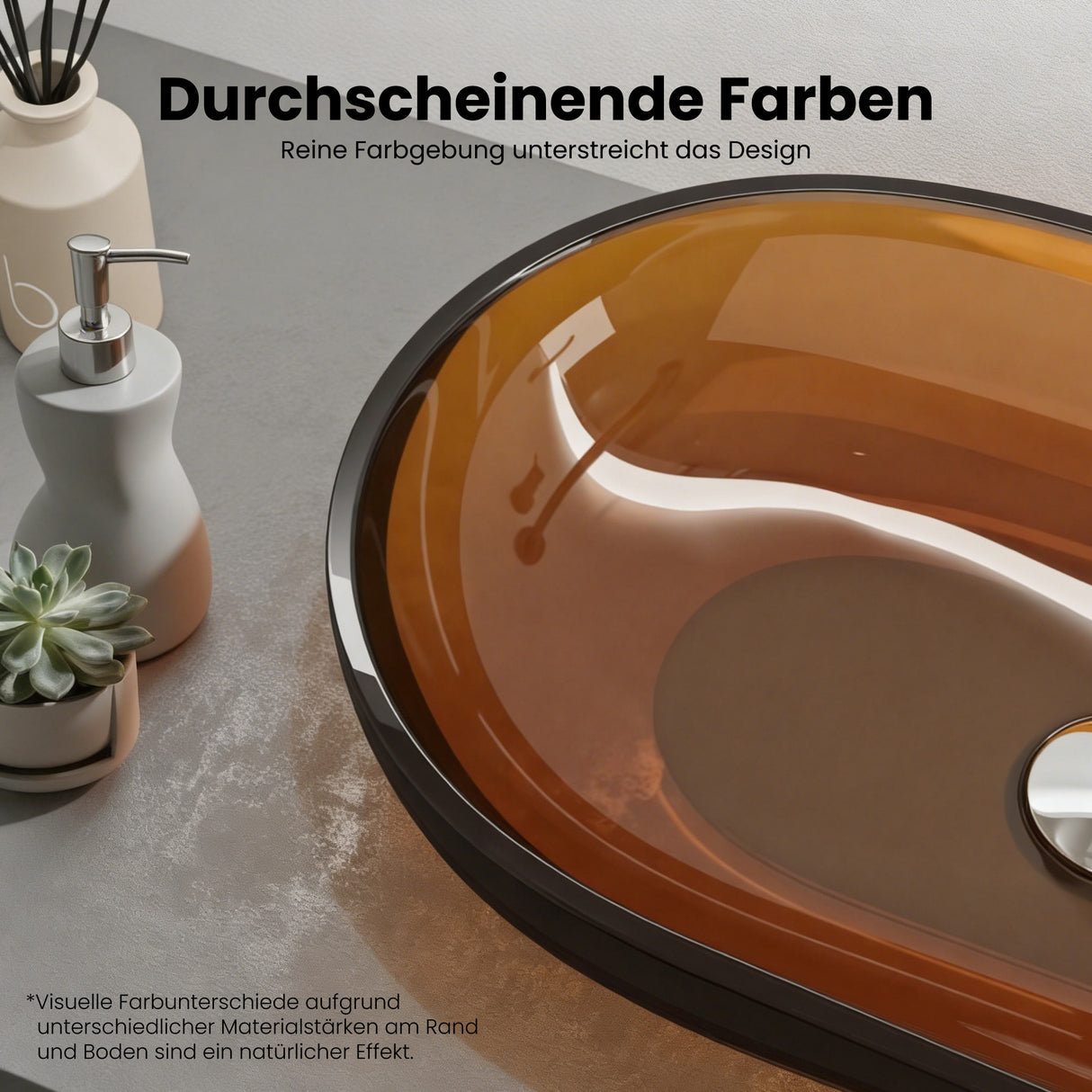 glasvilla Waschbecken Aufsatzwaschbecken aus Kunstharz Waschschale Handwaschbecken Oval 63x34x17cm ohne Hahnloch und Überlauf Coloria03