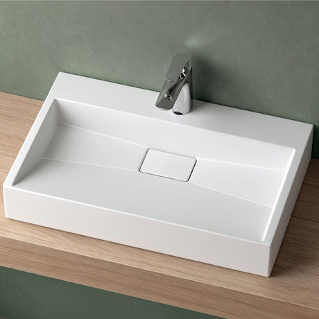 lavabo Glasvilla, lavabo à poser, lavabo suspendu, meuble vasque suspendu avec bonde, en fonte minérale, zone de vasque rectangulaire col19