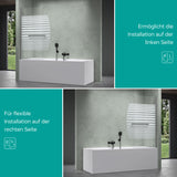 glasvilla Duschwand für Badewanne Badewannenwand faltbar 180° Sicherheitsglas mit NANO 90x140cm Badewannentrennwand Badewannenaufsatz Cortona112