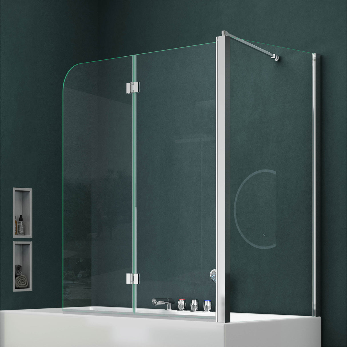 glasvilla Duschwand für Badewanne Badewannenwand Badewannenfaltwand 6mm Sicherheitsglas mit NANOBadewannenaufsatz Badewannentrennwand Cortona113