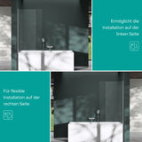 glasvilla Duschwand für Badewanne Badewannenwand Sicherheitsglas mit NANO-Versiegelung Badewannentrennwand Badewannenaufsatz 80x140cm Cortona201