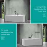 glasvilla Duschwand für Badewanne Badewannenwand faltbar 180° Sicherheitsglas mit NANO 90x140cm Badewannentrennwand Badewannenaufsatz Cortona112