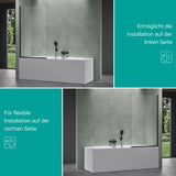 glasvilla Duschwand für Badewanne Badewannenwand Sicherheitsglas mit NANO-Versiegelung Badewannentrennwand Badewannenaufsatz 80x140cm Cortona201