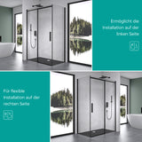 glasvilla Duschkabine Duschabtrennung Schwarz 8mm Sicherheitsglas mit NANO Eck-Dusche mit Schiebetür Ravenna18