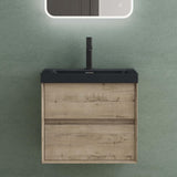 glasvilla Badmöbelset Badezimmermöbel Waschbeckenunterschrank 2 Schubladen mit Soft-Close inkl. Waschbecken in matt Anthrazit aus Mineralguss Rimo