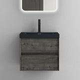 glasvilla Badmöbelset Badezimmermöbel Waschbeckenunterschrank 2 Schubladen mit Soft-Close inkl. Waschbecken in matt Anthrazit aus Mineralguss Rimo