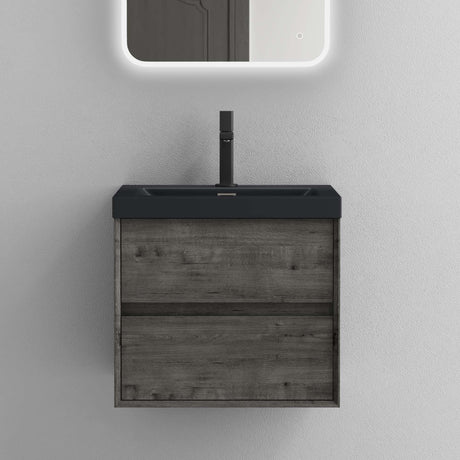 glasvilla Badmöbelset Badezimmermöbel Waschbeckenunterschrank 2 Schubladen mit Soft-Close inkl. Waschbecken in matt Anthrazit aus Mineralguss Rimo