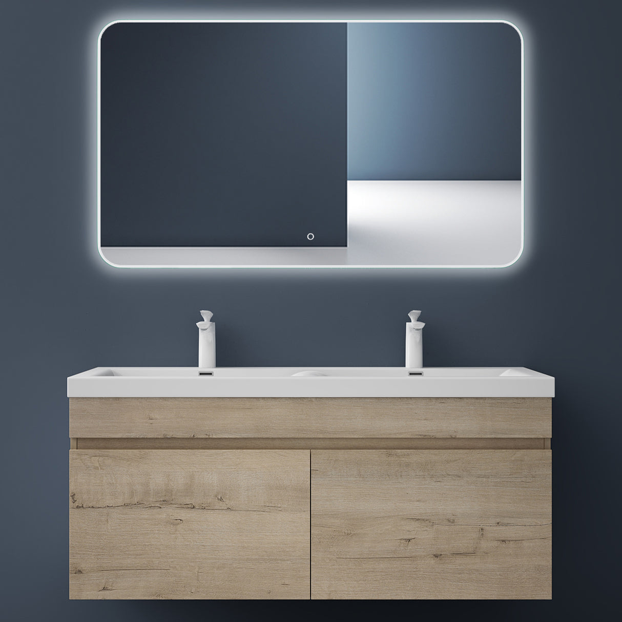 glasvilla Badmöbel Set Badezimmermöbel mit Mineralguss Waschbecken Waschtisch Botanica