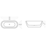 glasvilla Freistehende Badewanne Acryl Oval Acryl-Standbadewanne inkl. Pop Up Ablaufgarnitur Weiß