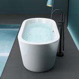 glasvilla freistehende Acryl-Badewanne Oval Standbadewanne Weiß inkl. Push-Open Ablaufgarnitur