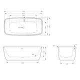 glasvilla Freistehende Badewanne Rechteck Sanitäracryl mit Armatur Standbadewanne