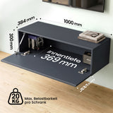 Glasvilla Design – Mueble TV suspendido con cierre suave y tirador oculto (Fernsehschrank02)