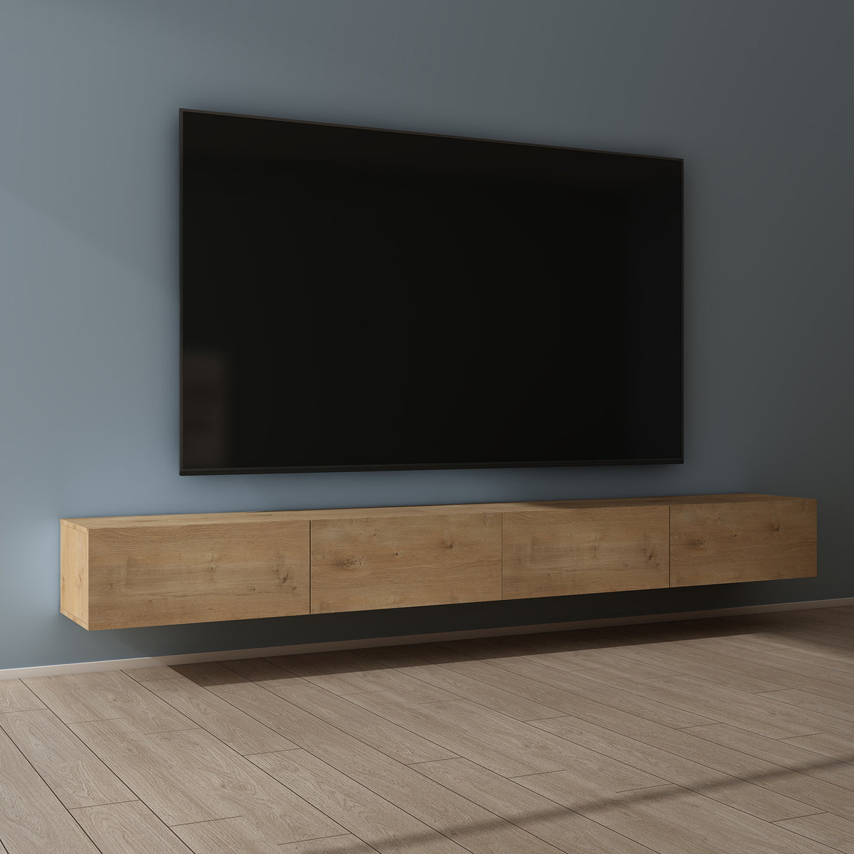 Glasvilla Design – Mueble TV suspendido con cierre suave y tirador oculto (Fernsehschrank02)