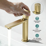 glasvilla Wasserhahn Bad Waschtischarmatur Einhebelmischer Mischbatterie Bad Armatur aus Edelstahl mit Wassersparfunktion DIN-Anschlüsse Fino-01