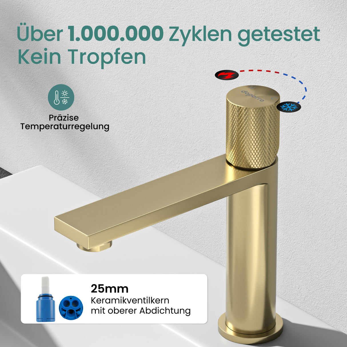 glasvilla Wasserhahn Bad Waschtischarmatur Einhebelmischer Mischbatterie Bad Armatur aus Edelstahl mit Wassersparfunktion DIN-Anschlüsse Fino-01