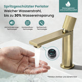 glasvilla Wasserhahn Bad Waschtischarmatur Einhebelmischer Mischbatterie Bad Armatur aus Edelstahl mit Wassersparfunktion DIN-Anschlüsse Fino-01