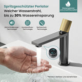 glasvilla Wasserhahn Bad Waschtischarmatur Einhebelmischer Mischbatterie Bad Armatur aus Edelstahl mit Wassersparfunktion DIN-Anschlüsse Fino-01