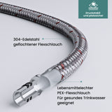 glasvilla Wasserhahn Bad Waschtischarmatur Einhebelmischer Mischbatterie Bad Armatur aus Edelstahl mit Wassersparfunktion DIN-Anschlüsse Fino-01