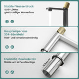 glasvilla Wasserhahn Bad Waschtischarmatur Einhebelmischer Mischbatterie Bad Armatur aus Edelstahl mit Wassersparfunktion DIN-Anschlüsse Fino-01