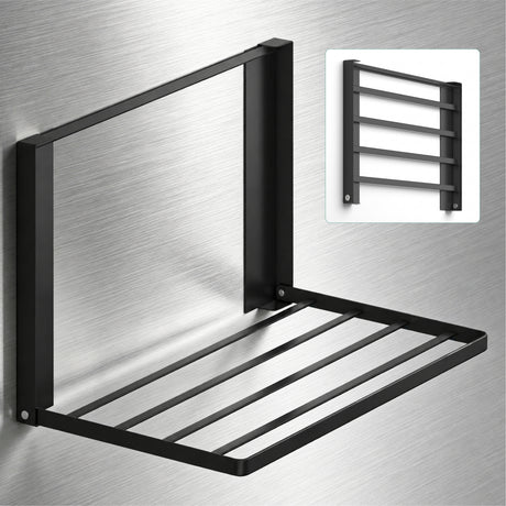 Toallero y Estante Plegable Glasvilla Folda-01 Magnético o Adhesivo sin Taladro (41 × 25 cm)