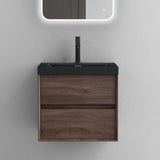 glasvilla Badmöbelset Badezimmermöbel Waschbeckenunterschrank 2 Schubladen mit Soft-Close inkl. Waschbecken in matt Anthrazit aus Mineralguss Rimo